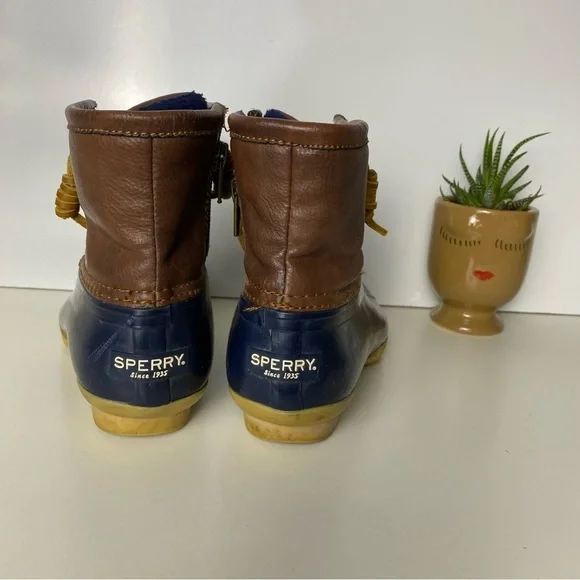 Kids Brown and Blue Duck Boots - Picture 3 of 7